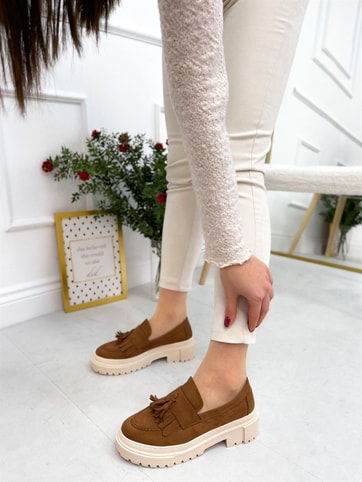 Taba Süet (Tassel) Püskül Detay Kadın Loafer