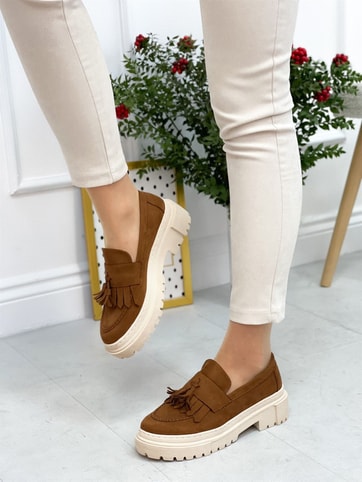 Taba Süet (Tassel) Püskül Detay Kadın Loafer