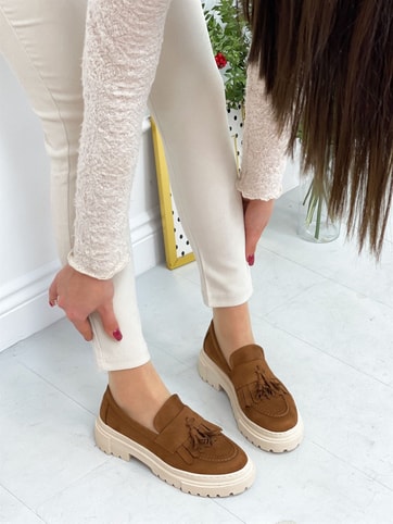 Taba Süet (Tassel) Püskül Detay Kadın Loafer
