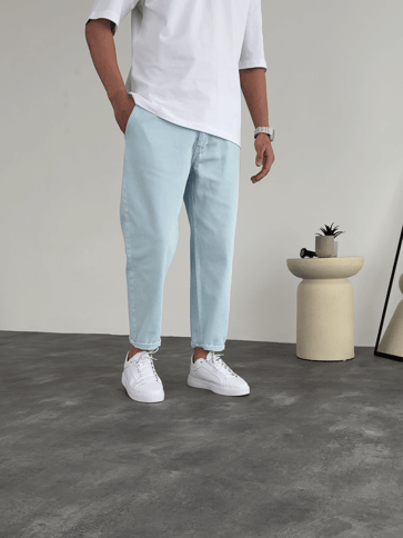 Mavi Bağcık Detaylı Boyfriend Kot Pantolon