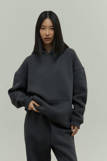 Füme Oversize Kapuşonlu Kadın sweatshirt
