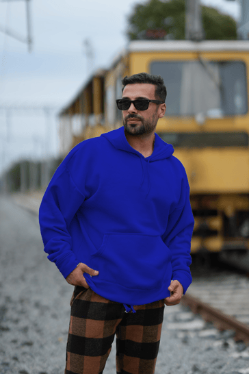 Geniş Kesim 3 İplik Sax Şardonlu Sweatshirt