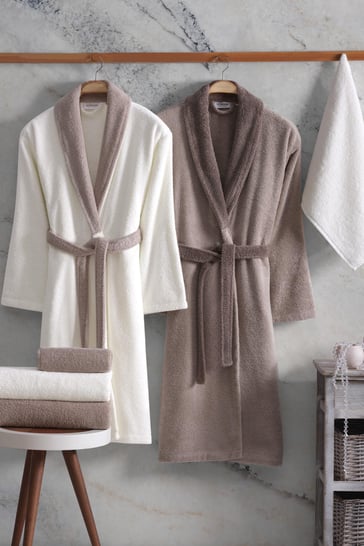Polly Aile Pamuk Bornoz Set Pink Ivory-Core