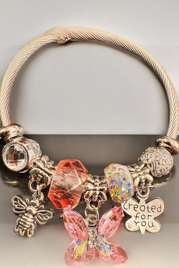 Karışık Figürlü Çelik Pandora Bileklik Pembe