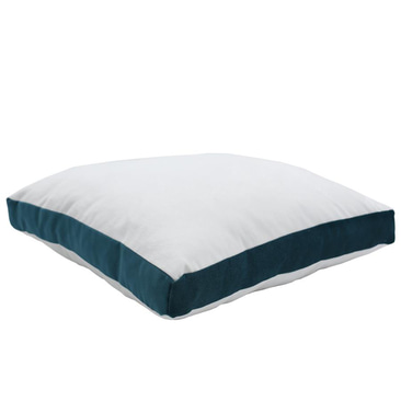 Square Beyaz/Turkuaz Büyük Kadife Yastık