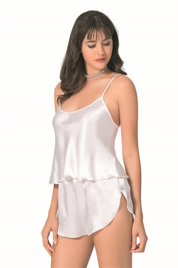 Arias Closet Ekru Saten Babydoll Şort Takımı