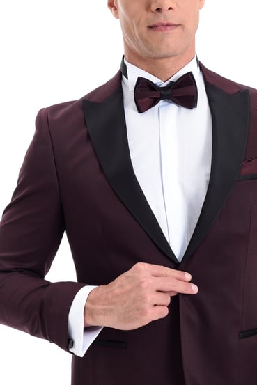  Morven Erkek Bordo Broadway Slim Fit Damatlık Takım Elbise