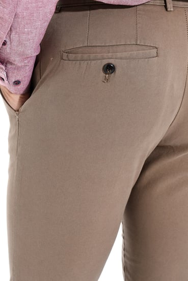  Morven Erkek Kremrengi Persion %100 Pamuk Regulr Fit Yan Cep keten Pantolon
