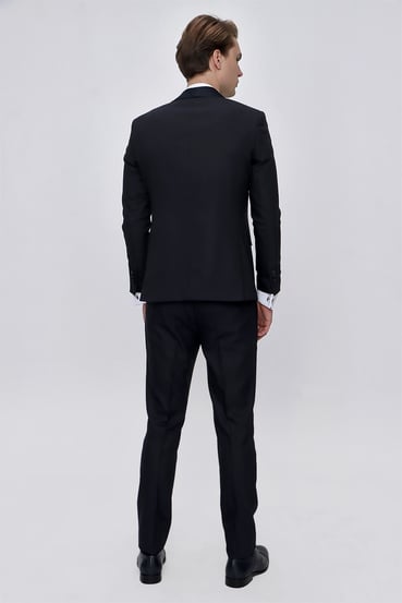  Morven Erkek Lacivert Santos Çıkma Yaka Slim Fit  Damatlık