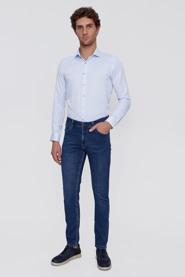  Morven Erkek Mavi Denim Slim Fit Dar Kesim Jean Kot Pantolon