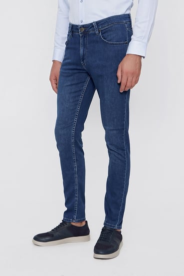  Morven Erkek Mavi Denim Slim Fit Dar Kesim Jean Kot Pantolon