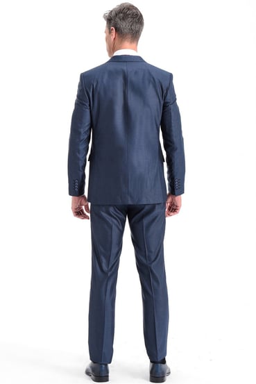  Morven Erkek Mavi Momento Slim Fit Dar Kesim Yelekli 6 Drop Takım Elbise