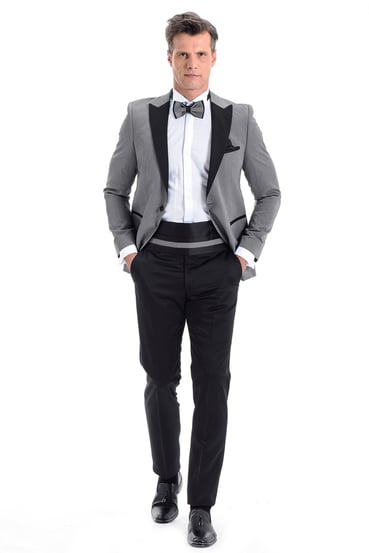  Morven Erkek Orta Gri Broadway Slim Fit Damatlık Takım Elbise