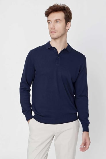 Basic Dinamik Fit Rahat Kesim Polo Yaka Triko Kazak