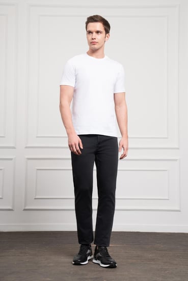 Morven Erkek Beyaz Basic Bisiklet Yaka Dynamic Fit Pamuk T-Shirt
