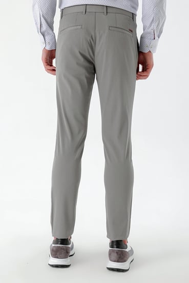 Morven Erkek Gri Piefti Pamuk Yan Cep Slim Fit Chino Pantolon