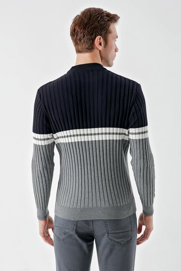 Morven Erkek Grimel Trend Panolu Bato Yaka Dynamic Fit Rahat Kesim Triko
