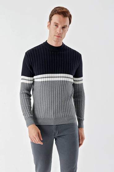 Morven Erkek Grimel Trend Panolu Bato Yaka Dynamic Fit Rahat Kesim Triko