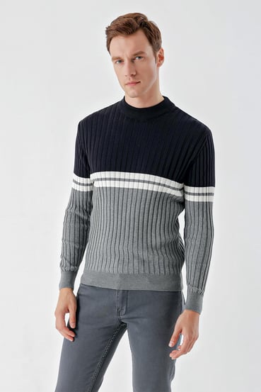 Morven Erkek Grimel Trend Panolu Bato Yaka Dynamic Fit Rahat Kesim Triko