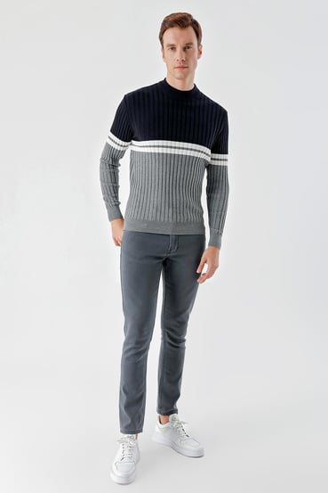 Morven Erkek Grimel Trend Panolu Bato Yaka Dynamic Fit Rahat Kesim Triko