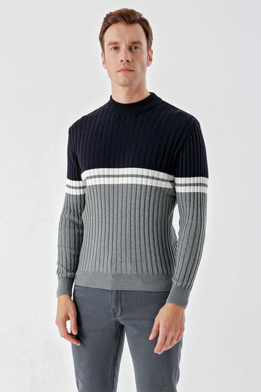 Morven Erkek Grimel Trend Panolu Bato Yaka Dynamic Fit Rahat Kesim Triko