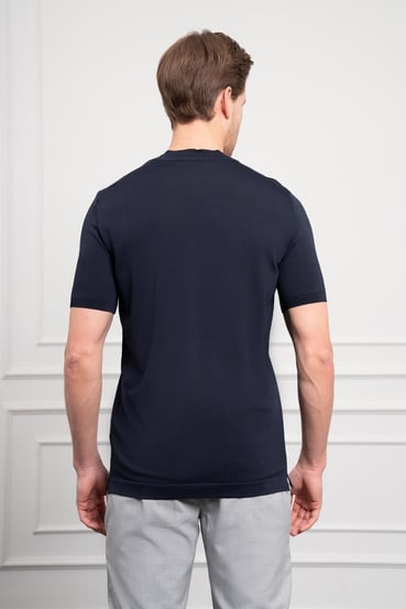 Morven Erkek Lacivert Trend Bisiklet Yaka Dynamic Fit Rahat Kesim Rayon T-Shirt