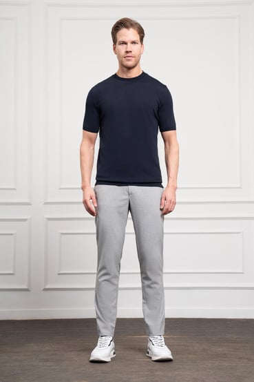 Morven Erkek Lacivert Trend Bisiklet Yaka Dynamic Fit Rahat Kesim Rayon T-Shirt