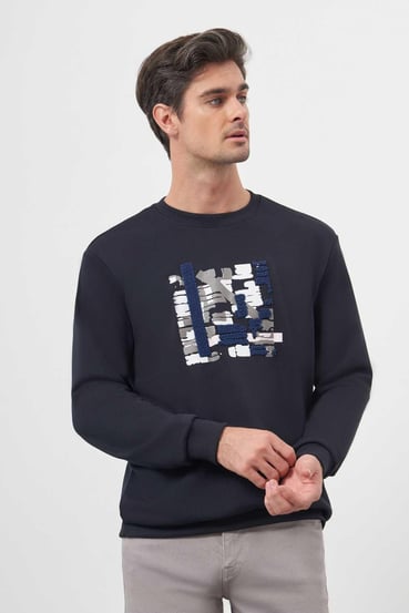 Morven Erkek Lacivert Trend Bisiklet Yaka Sweat-Shirt