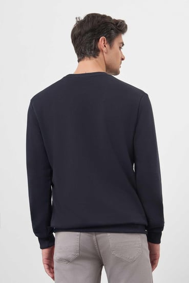 Morven Erkek Lacivert Trend Bisiklet Yaka Sweat-Shirt
