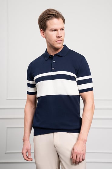 Morven Erkek Lacivert Trend Dynamic Fit Rahat Kesim Polo Yaka T-Shirt