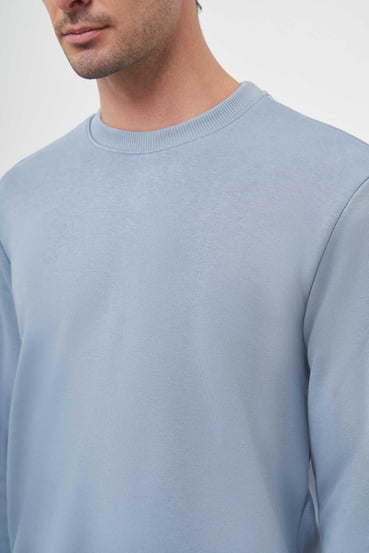 Morven Erkek Mavi Basic Bisiklet Yaka Sweat-Shirt