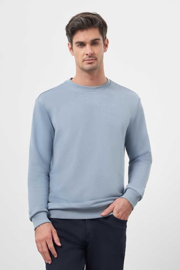 Morven Erkek Mavi Basic Bisiklet Yaka Sweat-Shirt
