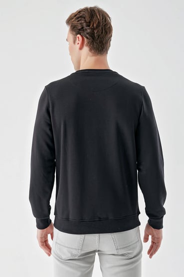 Morven Erkek Siyah Basic Bisiklet Yaka Sweat-Shirt