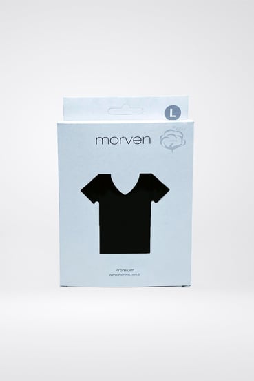Morven Erkek Siyah Basic V Yaka %100 Pamuk Atlet Fanila