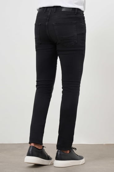 Morven Erkek Siyah Denim 5 Cep Slim Fit Jean Kot Pantolon