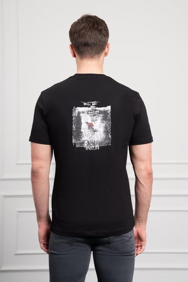Morven Erkek Siyah Trend Bisiklet Yaka Dinamik Fit Pamuk T-Shirt