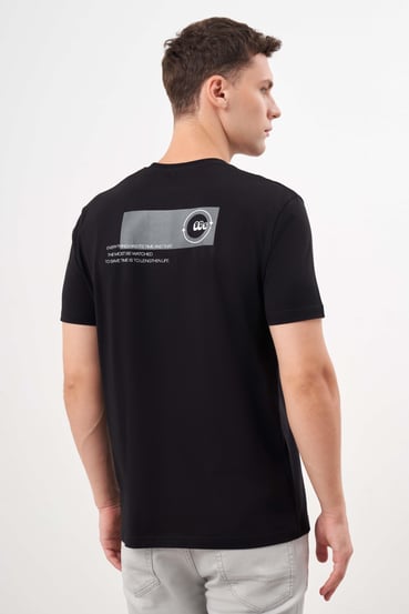 Morven Erkek Siyah Trend Süprem Baskılı Bisiklet Yaka Dynamic Fit T-Shirt
