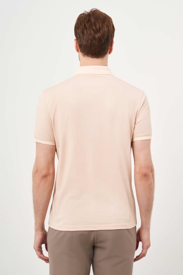 Morven Erkek Somon Trend Merserize Düz Düğmeli Yaka Dynamic Fit T-Shirt