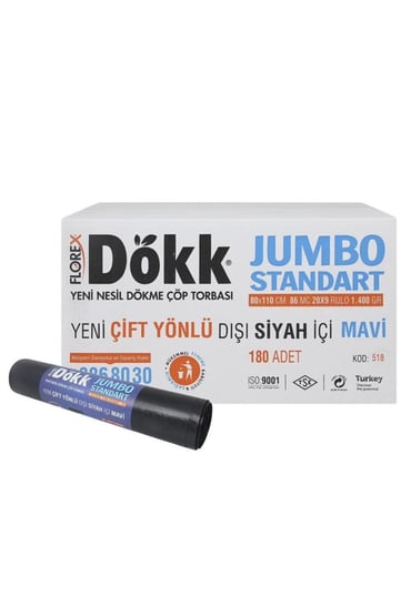 Florex 518 Dökk Jumbo Standart Çöp Torbası 80X110Cm 9 Rulo (1 Rulo 20 Adet)