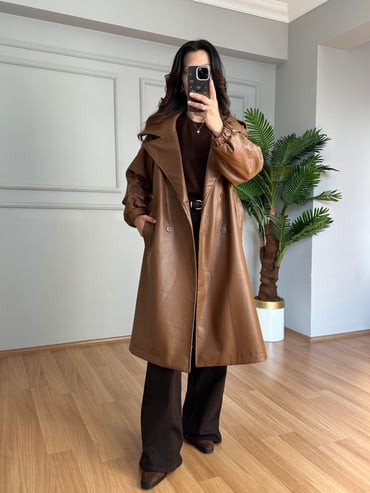 CDBR4129Alven Taba Lamineli Astarlı Deri Ceket