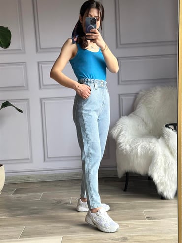 Bel Detaylı Mom Jean