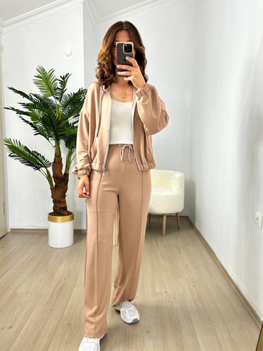CDBR3630Camel Modal Çelik Fermuarlı Eşofman Takımı