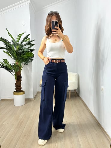 CDBR3638Lacivert Kargo Cep Denim Pantolon