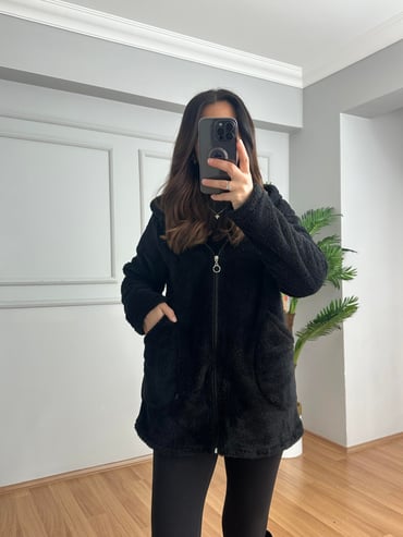 CDBR4162Liora Siyah Peluş Ceket