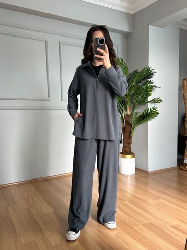 CDBR4115Nare Füme Fitilli Kadife Takım