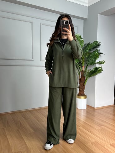 CDBR4118Nare Haki Fitilli Kadife Takım