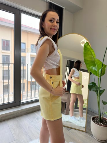 Sarı Şortlu Salopet