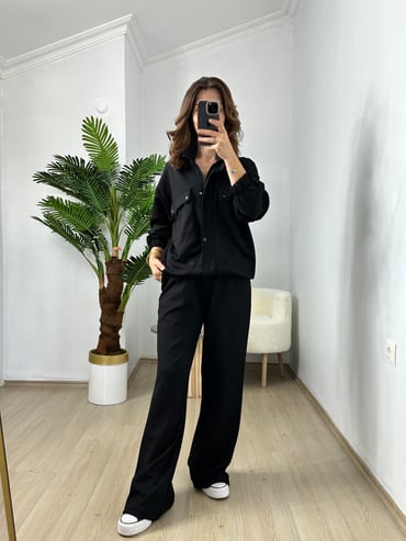 CDBR3657Siyah Çıtçıtlı Eşofman Takımı