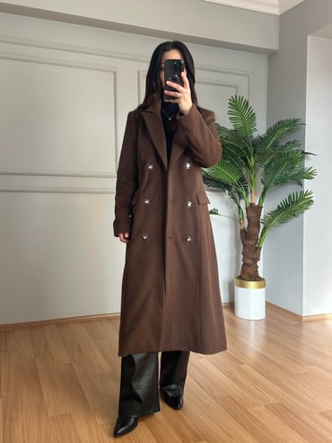 CDBR4168Vena Acı Kahve Premium Kalite Astarlı Kaban