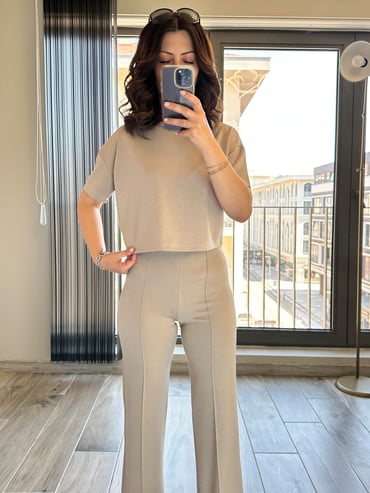 CDBR3542Vizon Önden Biyeli Modal Kumaş Eşofman Takım